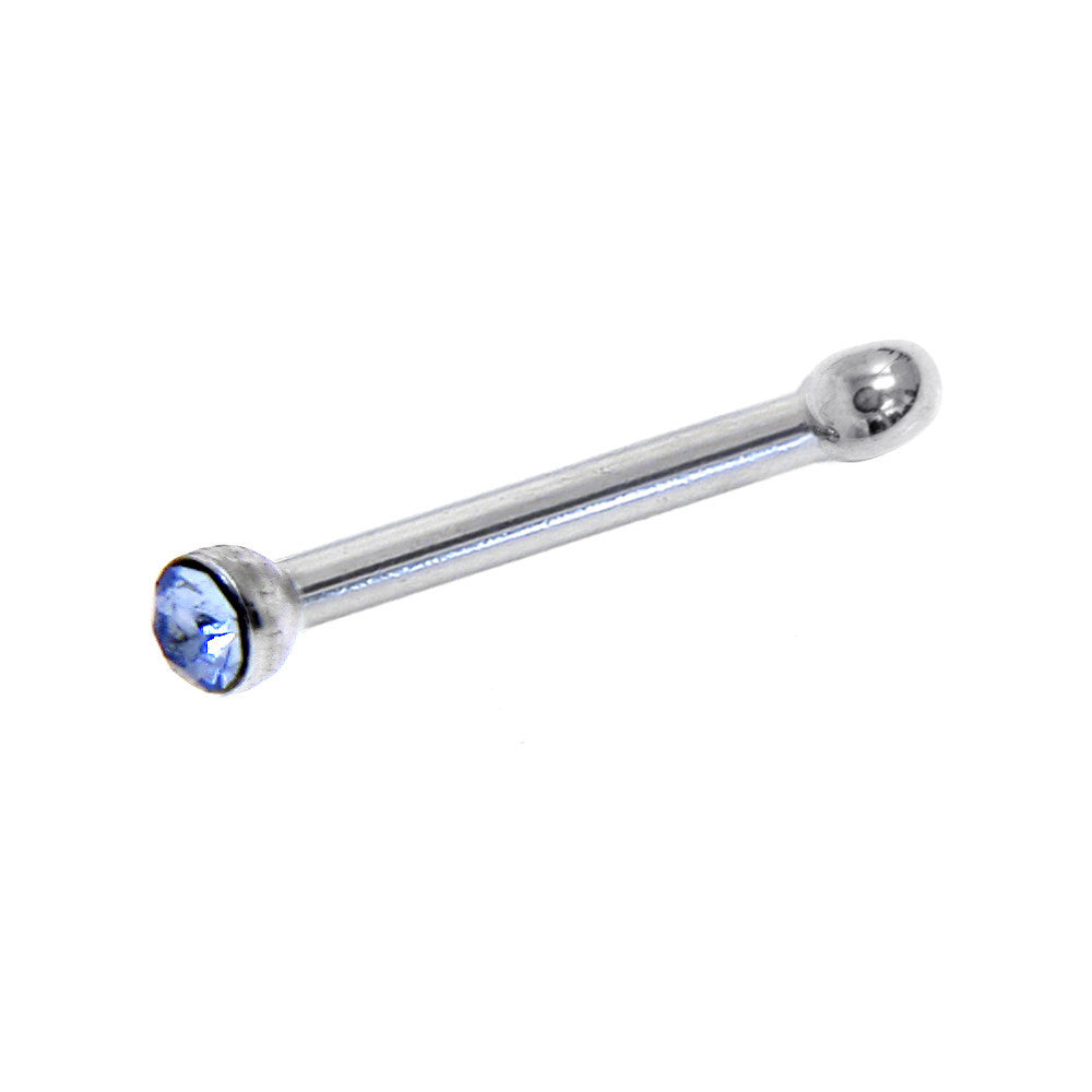 20G Stainless Steel Light Blue Gem Micro Nose Bone