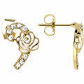 Gold Tone Blooming Long Stem Floral Stud Earrings