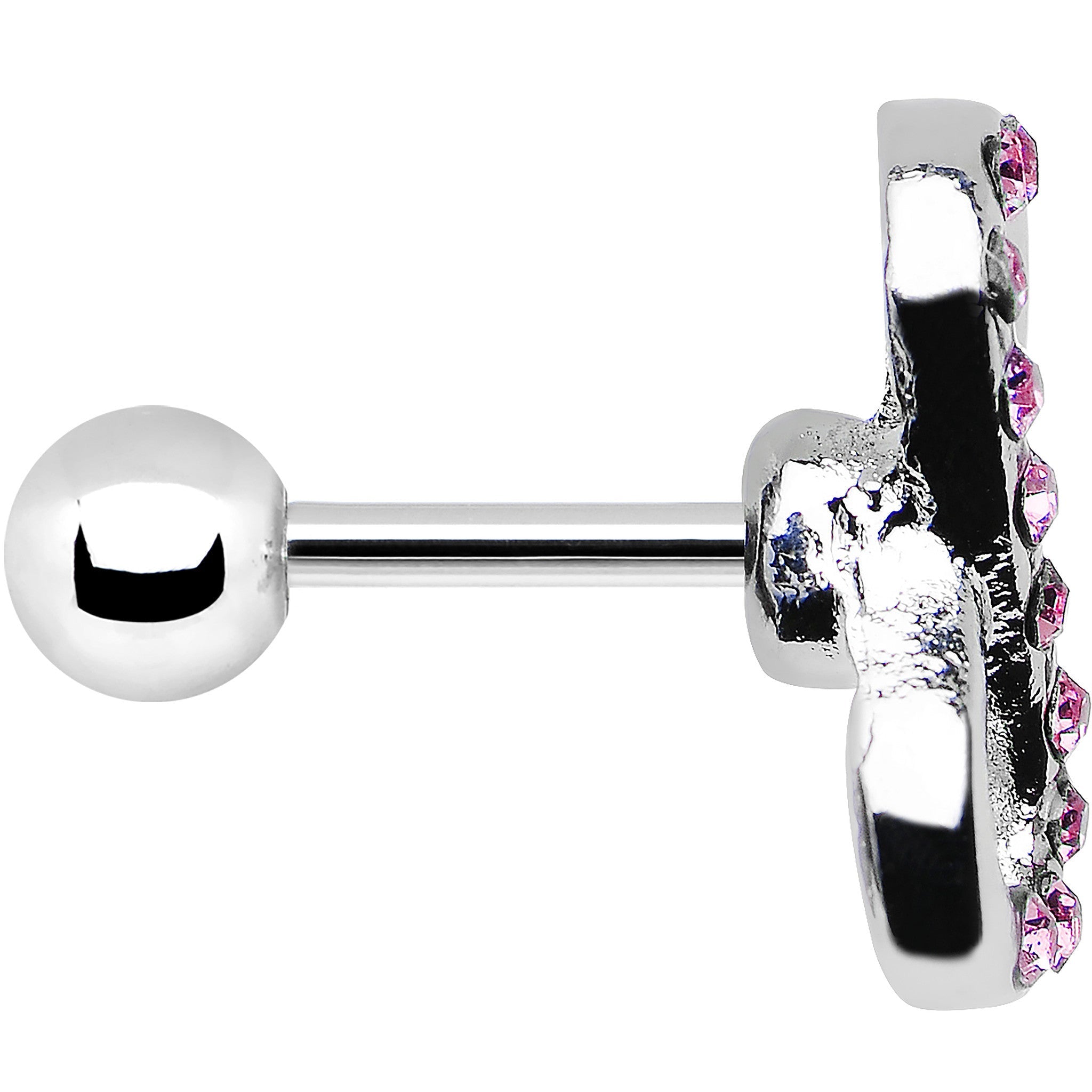 16G 1/4 Pink Gem Silver Tone Infinity Symbol Tragus Cartilage Earring