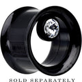 9/16 Black IP Clear CZ Double Flare Screw Fit Tunnel