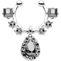 Black Gem Silhouette Dangle Clip On Septum