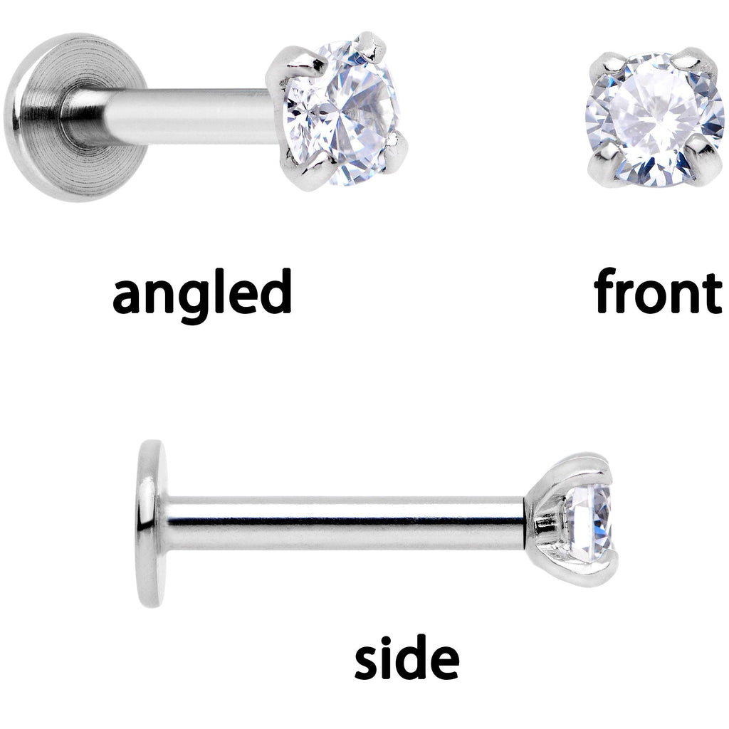 16G 1/4 Clear Gem Red Rose Flower Cartilage Tragus Earring Set of 3