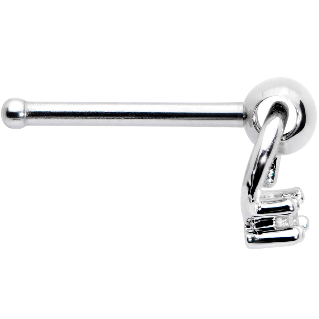 20G 1/4 Clear CZ Duo Dangle Nose Bone