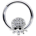 16G 5/16 Clear Black CZ Gem Nautical Octopus Hinged Segment Ring