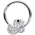 16G 5/16 Clear Black CZ Gem Ducky Hinged Segment Ring