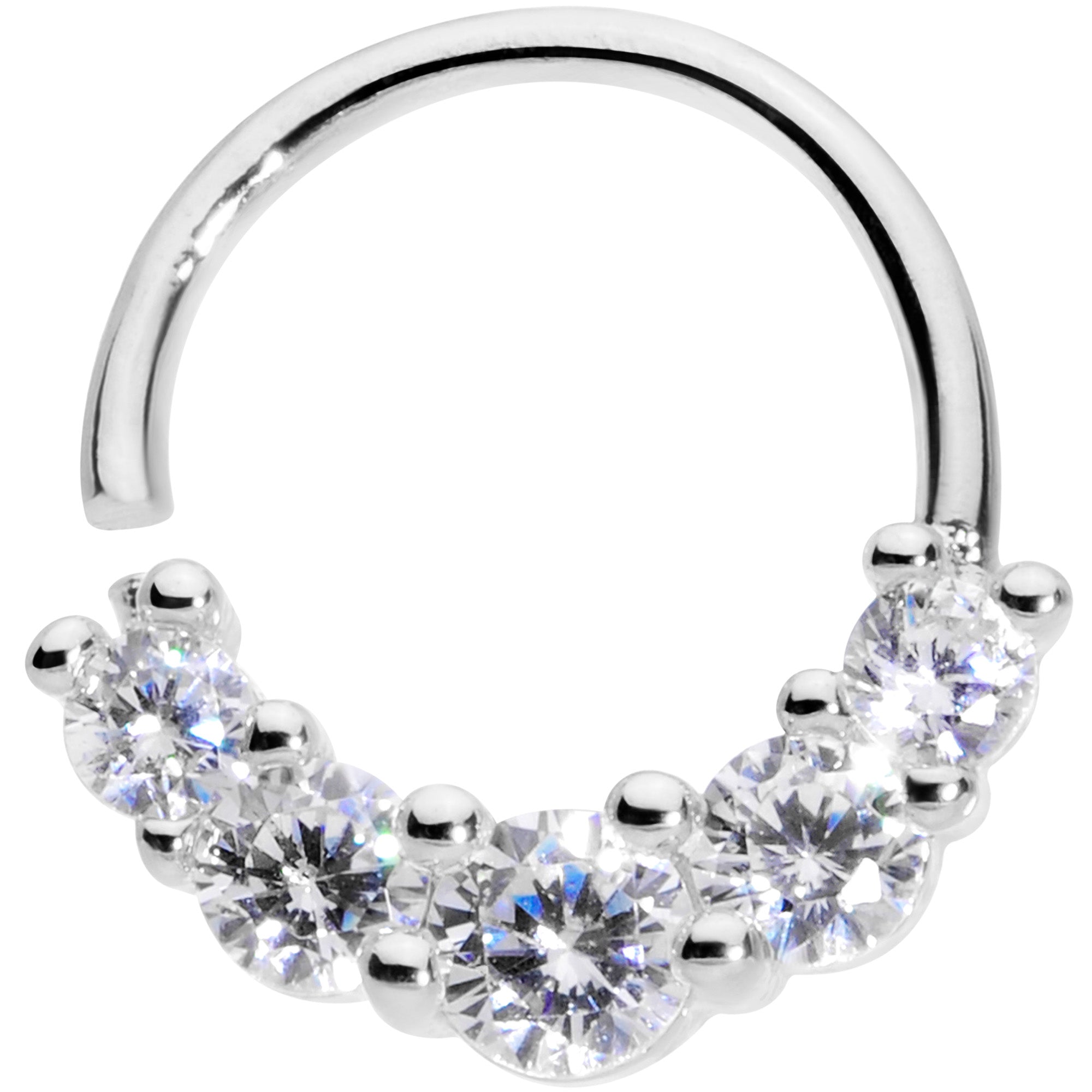 16G 3/8 Clear CZ Gem Cluster Closure Ring
