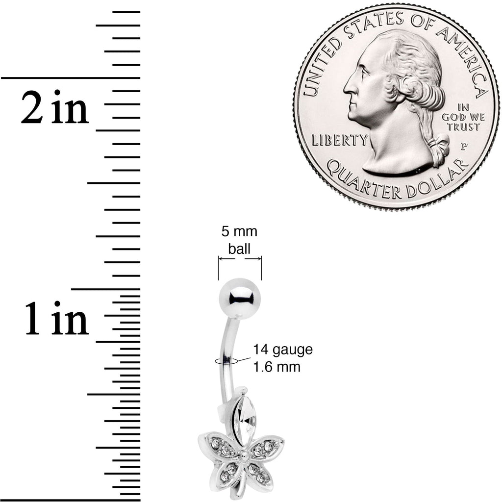 Clear Gem Beautiful Flower Belly Ring