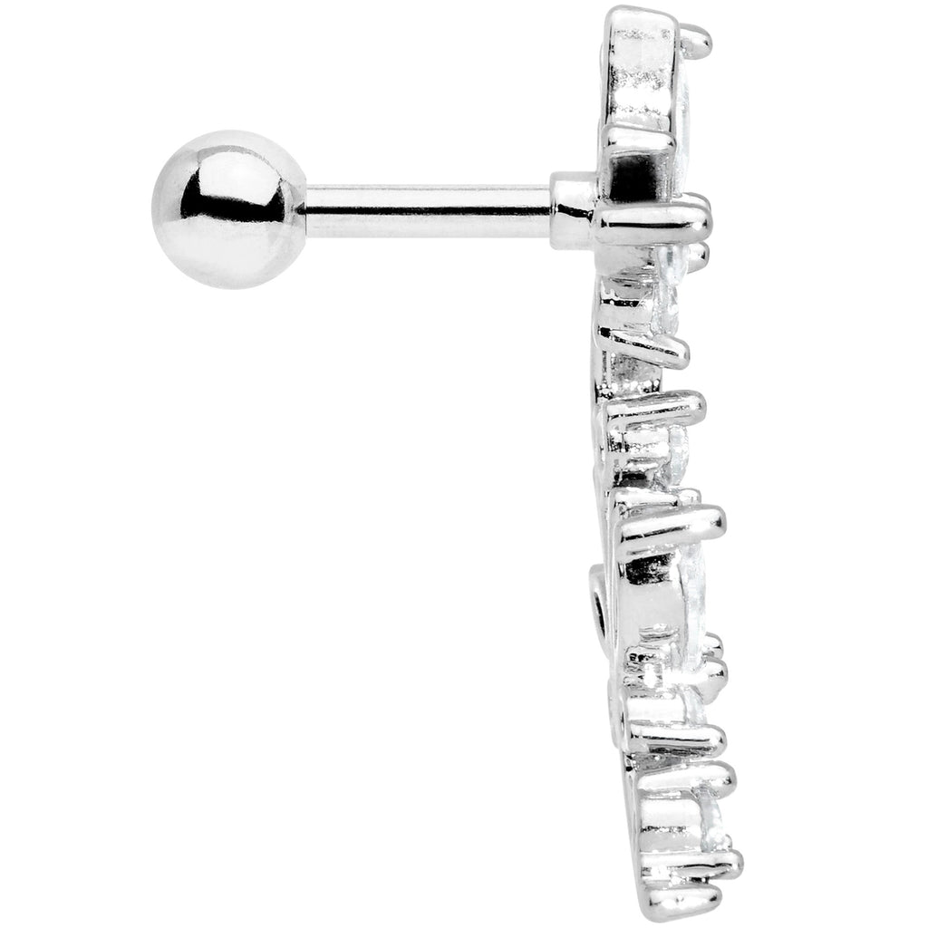 16G 1/4 Clear CZ Gem Butterflies Left Ear Cartilage Tragus