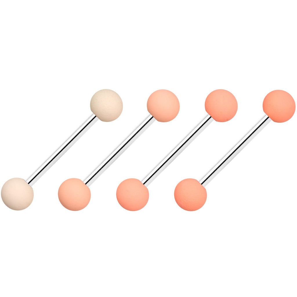 Peaches and Cream Matte Barbell Tongue Ring Set of 4
