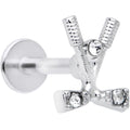 16G 5/16 Clear CZ Gem Crossed Golf Clubs Labret Monroe Tragus