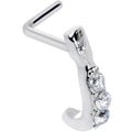 20G 5/16 Clear CZ Gem Trio Graceful Faux Hoop L Shaped Nose Ring