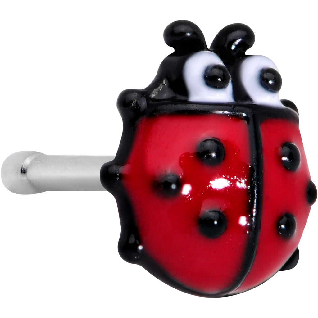 20G 1/4 Red Insect Ladybug Nose Bone