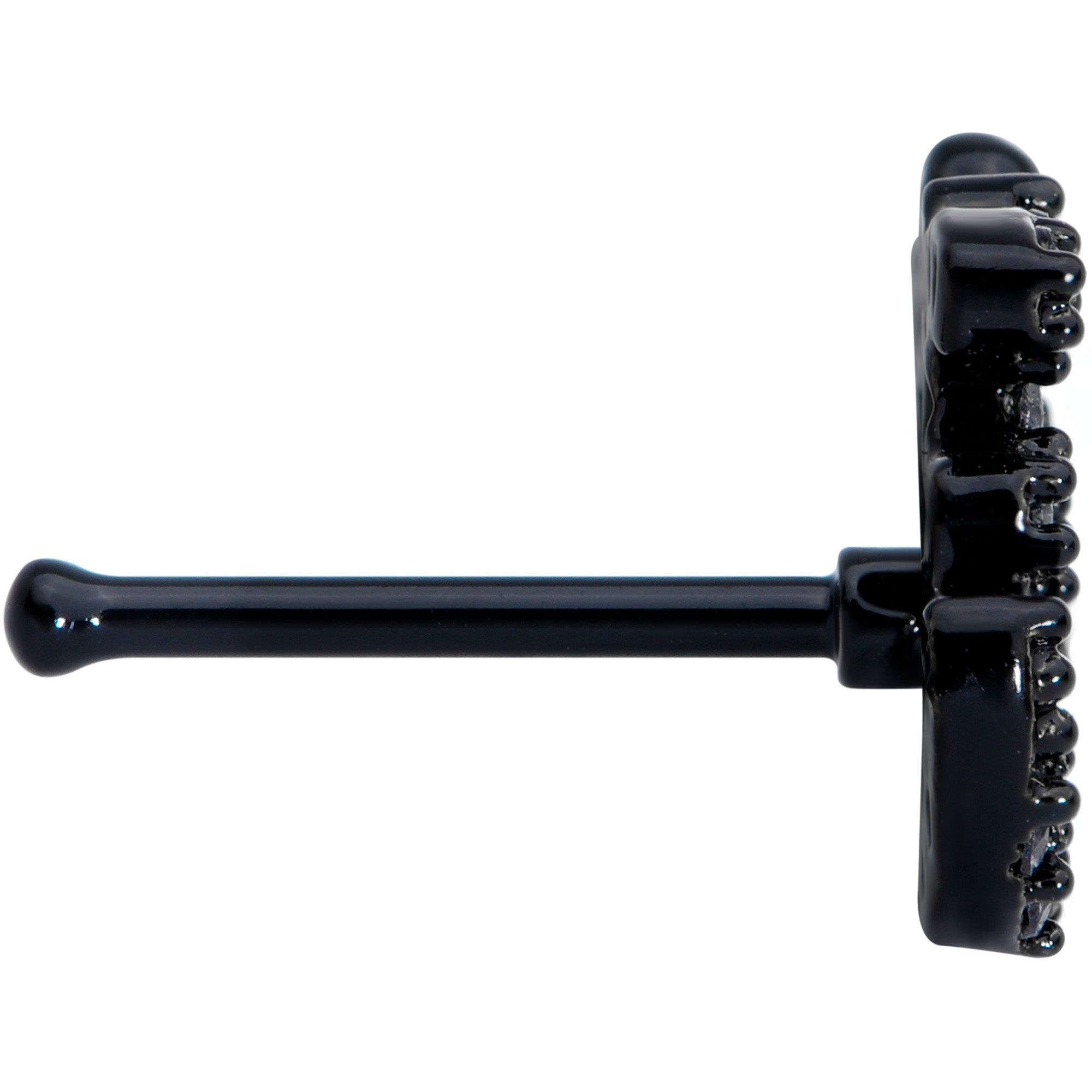 20G 1/4 Clear CZ Gem Black Amazing Om Nose Bone
