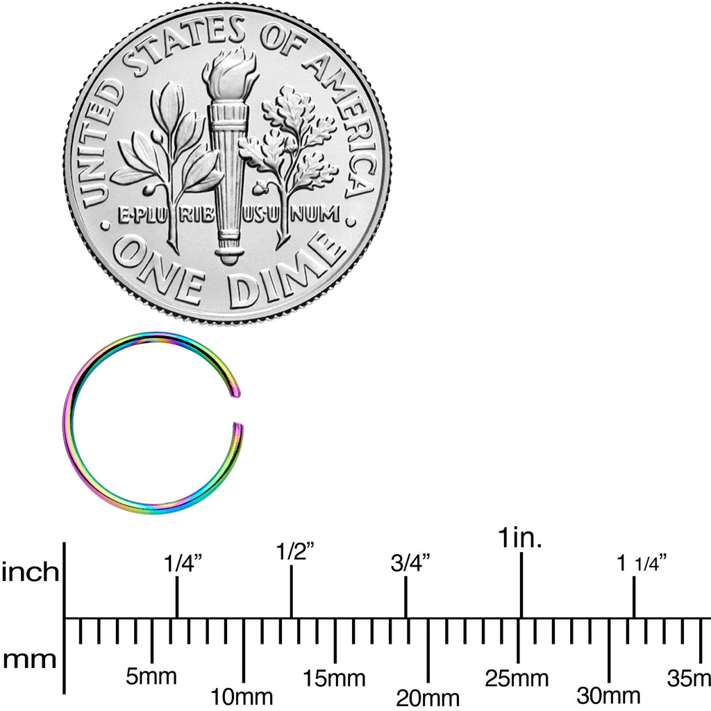 22G 5/16 Rainbow Anodized Seamless Nose Hoop Set of 12