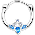 16G 3/8 Clear Blue Gem Classic Cluster Septum Clicker