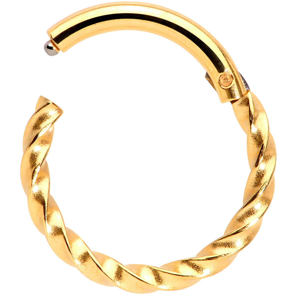 16G 5/16 Gold Tone Twisted Elegance Cartilage Clicker