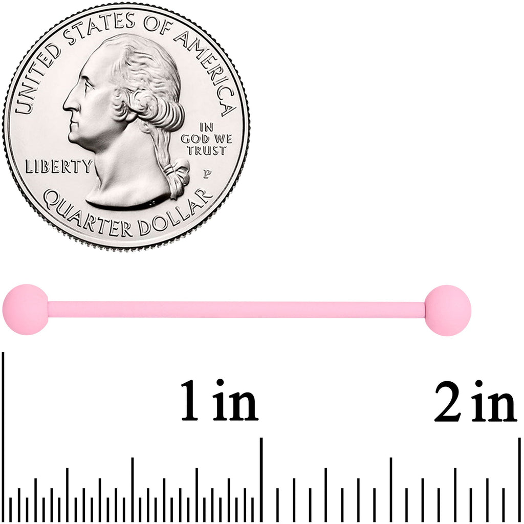 14G Petal Pink Matte Industrial Barbell 38mm