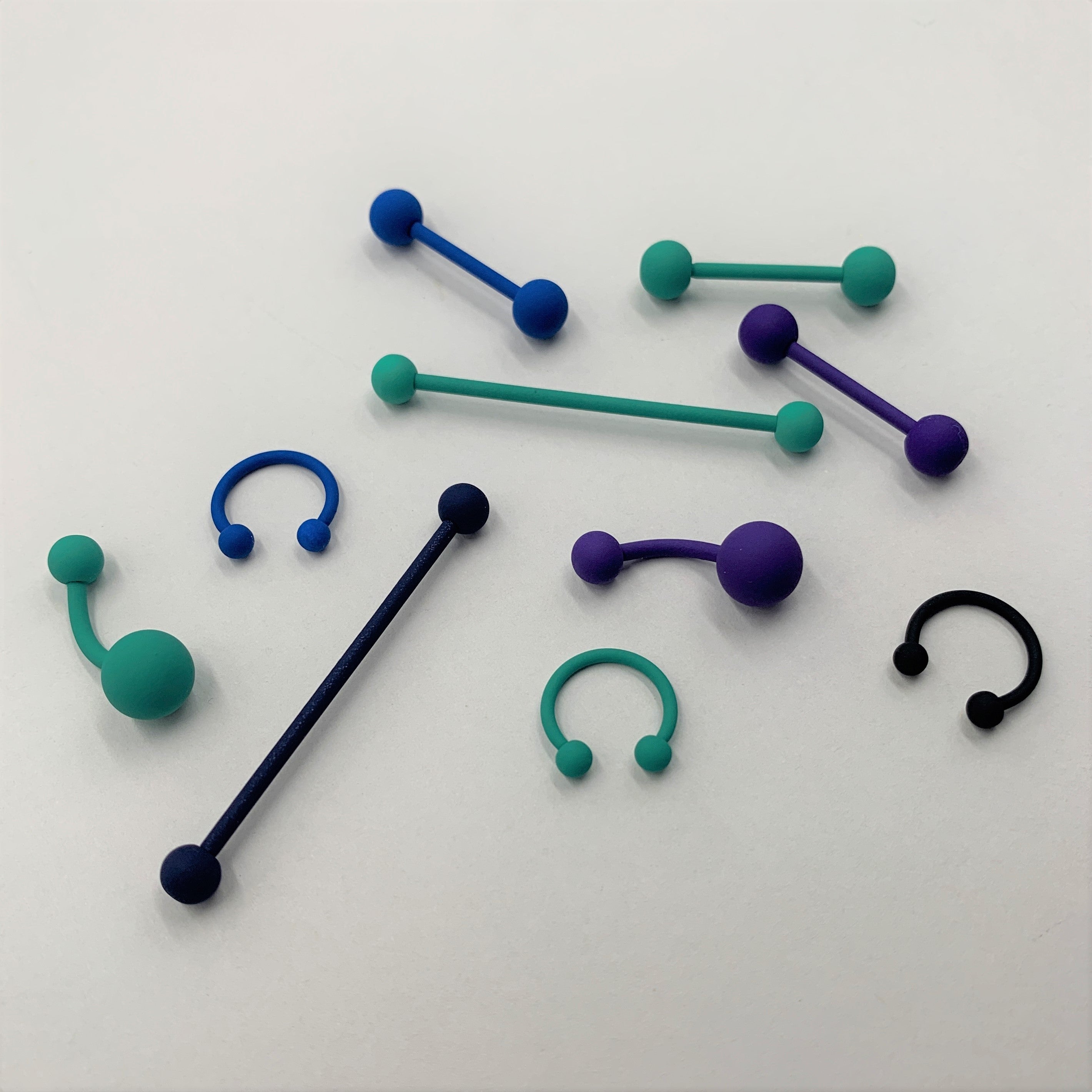 16G 3/8 Beautiful Blue Horseshoe Circular Barbell