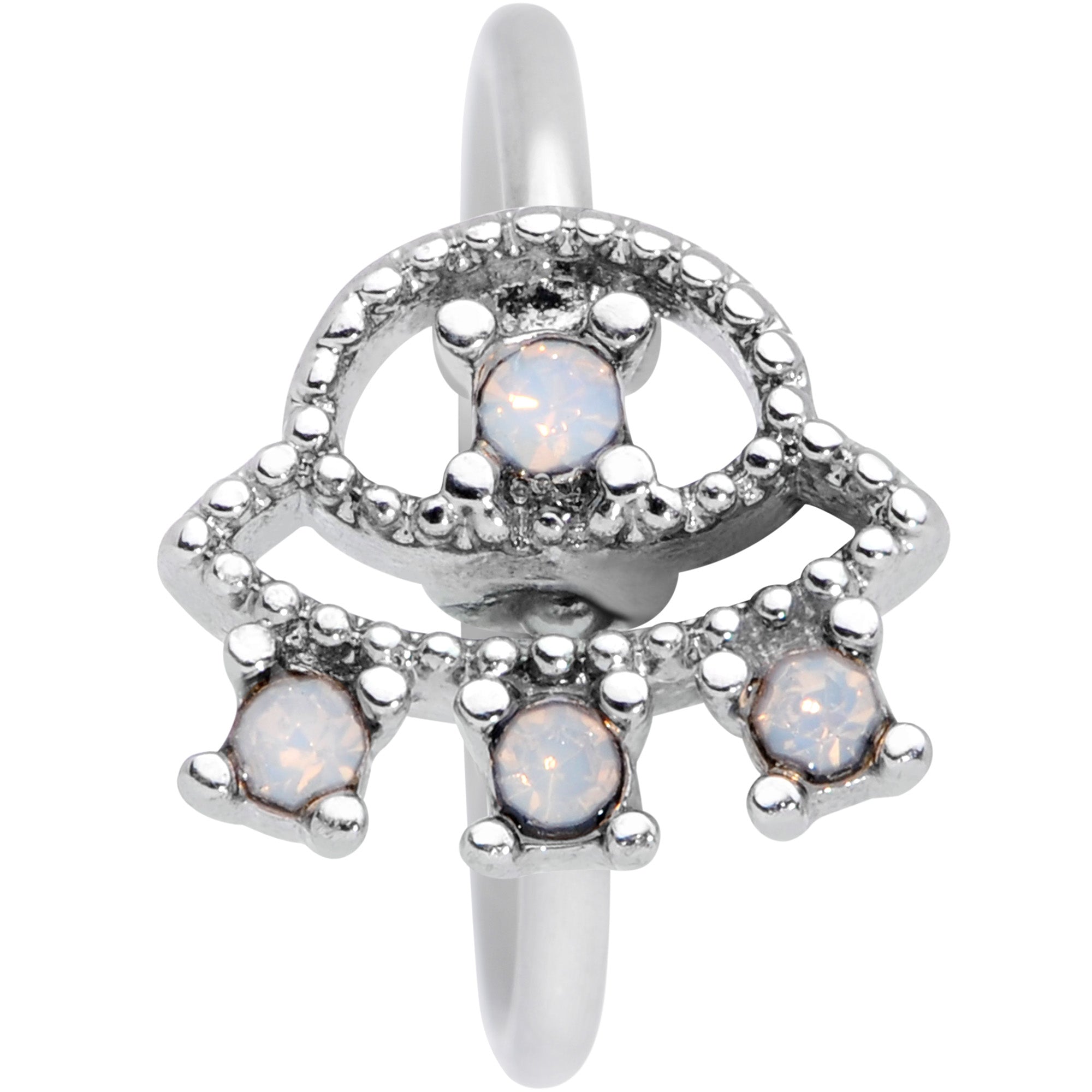 20G 5/16 White Faux Opal UFO Nose Hoop