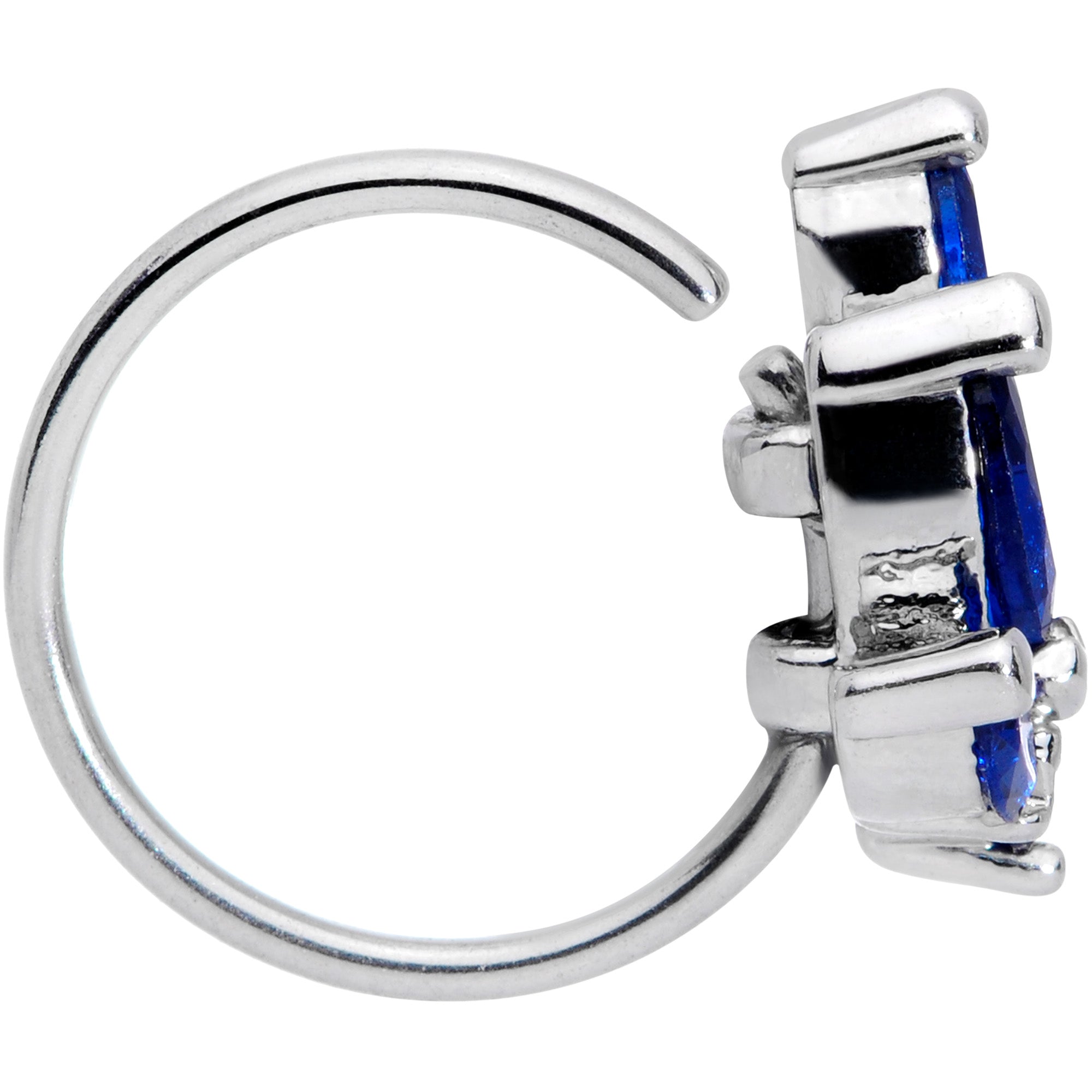 20G 5/16 Blue Gem Raindrop Nose Hoop
