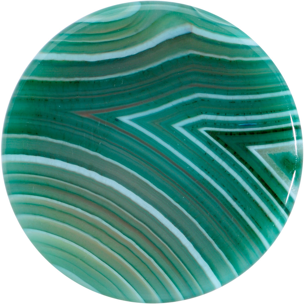 Natural Green Line Agate Stone Saddle Plug Set