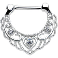 16G 5/16 Clear Gem Textured Baroque Heart Cartilage Clicker