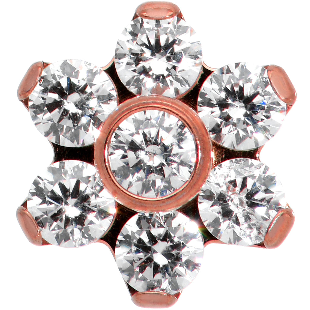 16G 5/16 Clear CZ Gem Rose Gold Hue G23 Titanium Flower Labret
