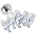 16G 1/4 Clear CZ Gem Fan Internally Threaded Labret Monroe Tragus
