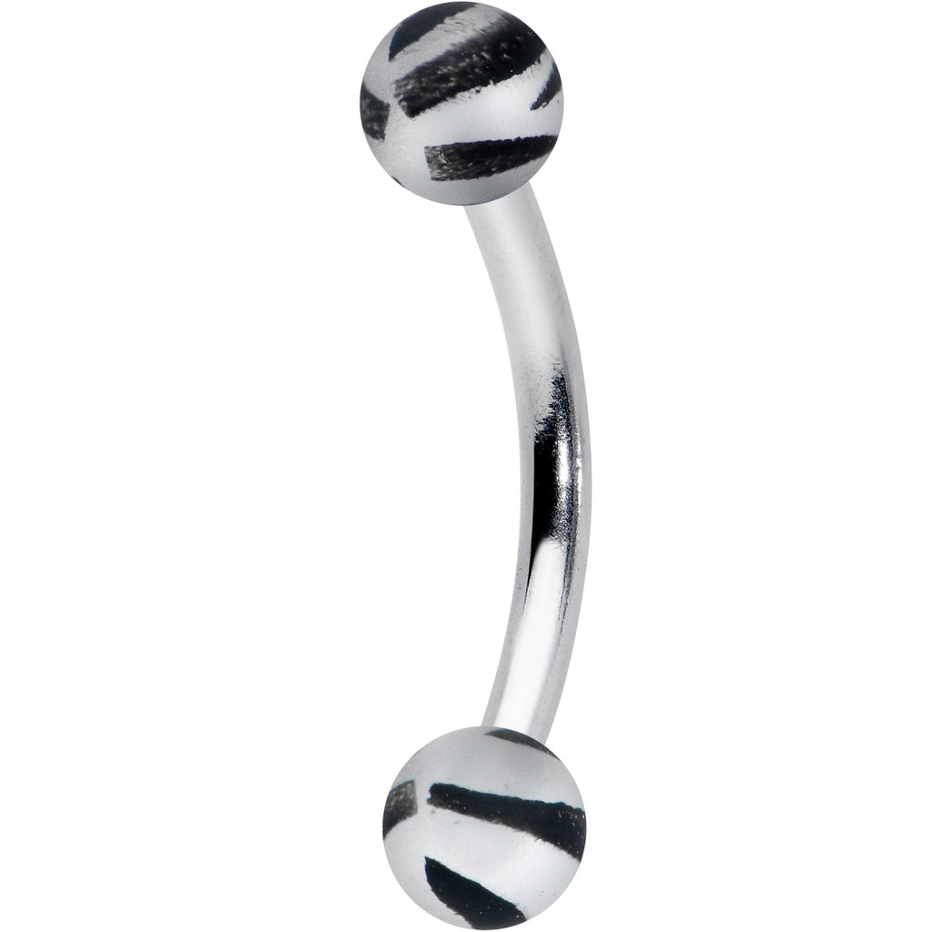 16G 5/16 Matte Grey Zebra Stripe Curved Eyebrow Ring