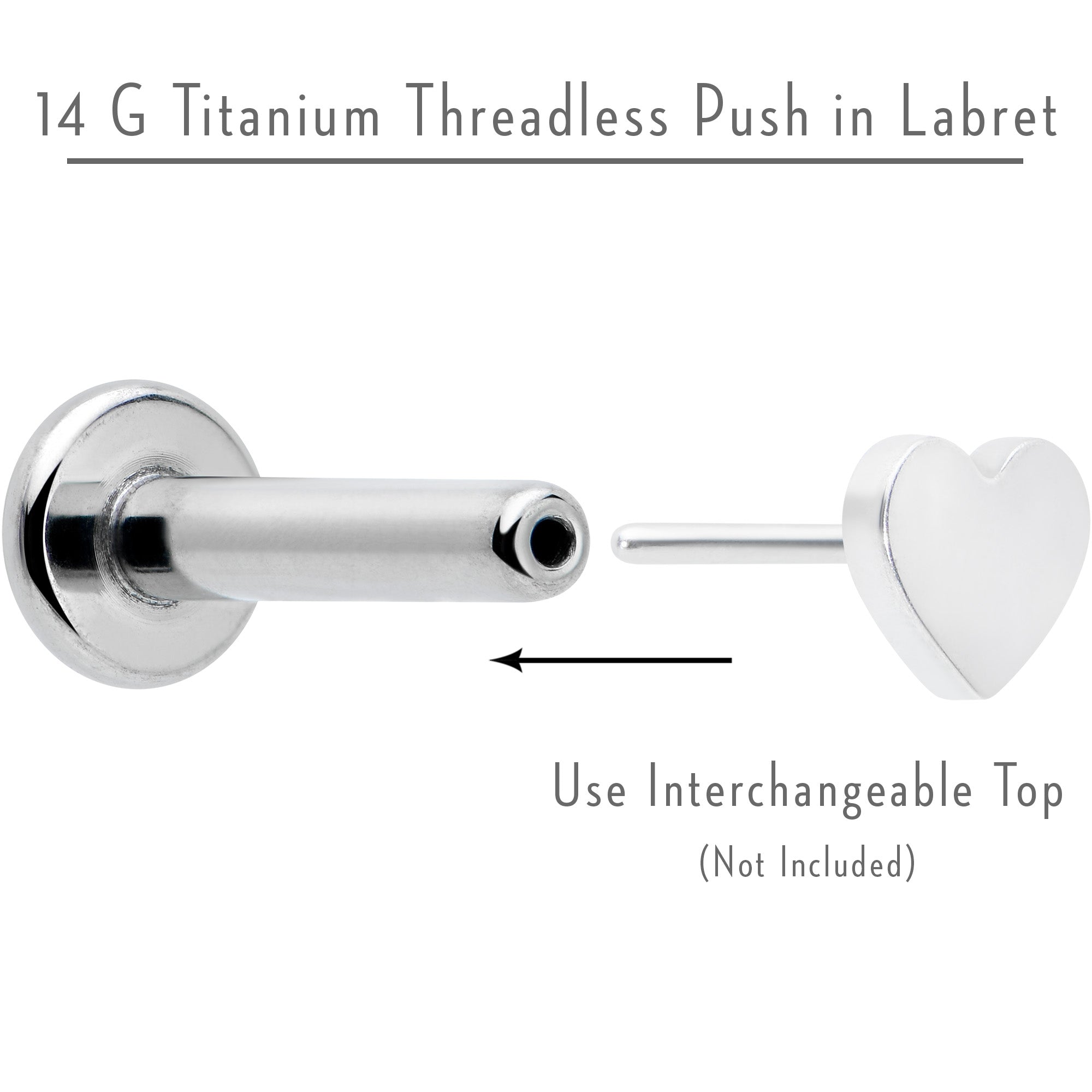 14G 5/16 G23 Titanium Threadless Post Only Labret Monroe Tragus