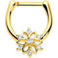 16G 6.9mm Clear Gold Tone Flower Snowflake Christmas Cartilage Clicker