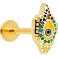 16G 5/16 Gold Tone Bold Peacock Feather Labret Monroe Tragus