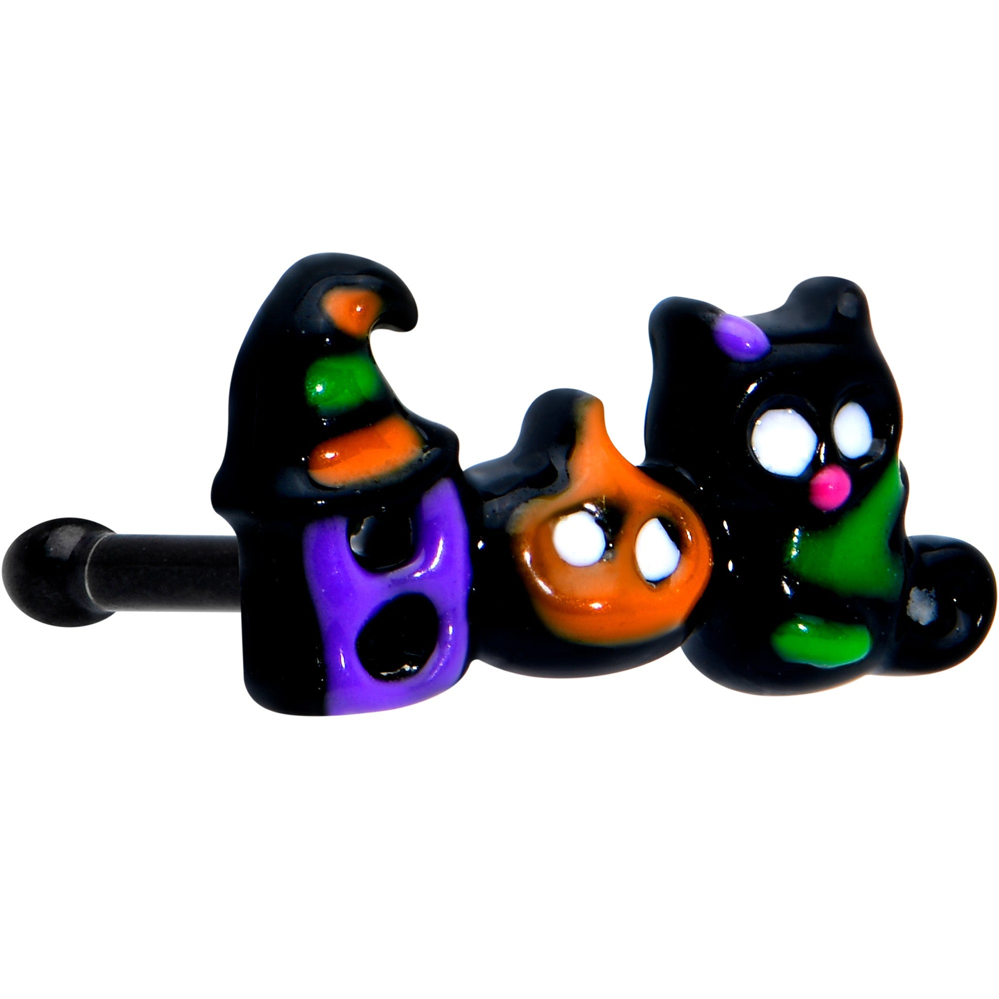 20G 1/4 Black Boo Party Halloween Nose Bone