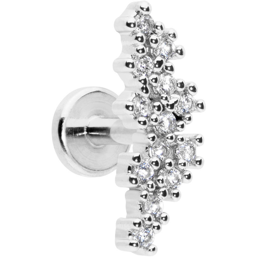 16G 1/4 Clear CZ Gem Texture Arc Internal Thread Labret Tragus