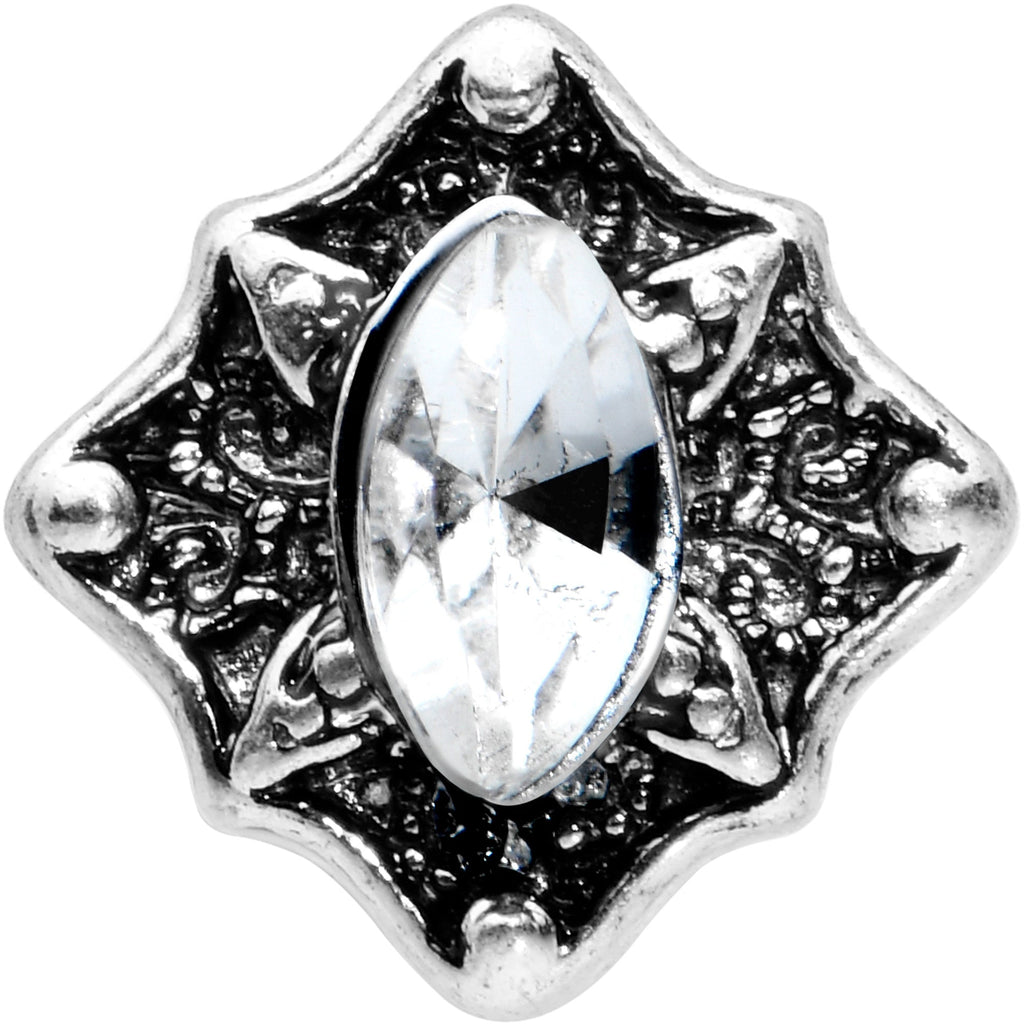 20G 1/4 Clear Gem Rhombus Retro Nose Bone