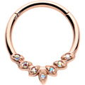16G 3/8 Aurora CZ Gem Rose Gold Hue Seven Leaf Hinged Segment Ring