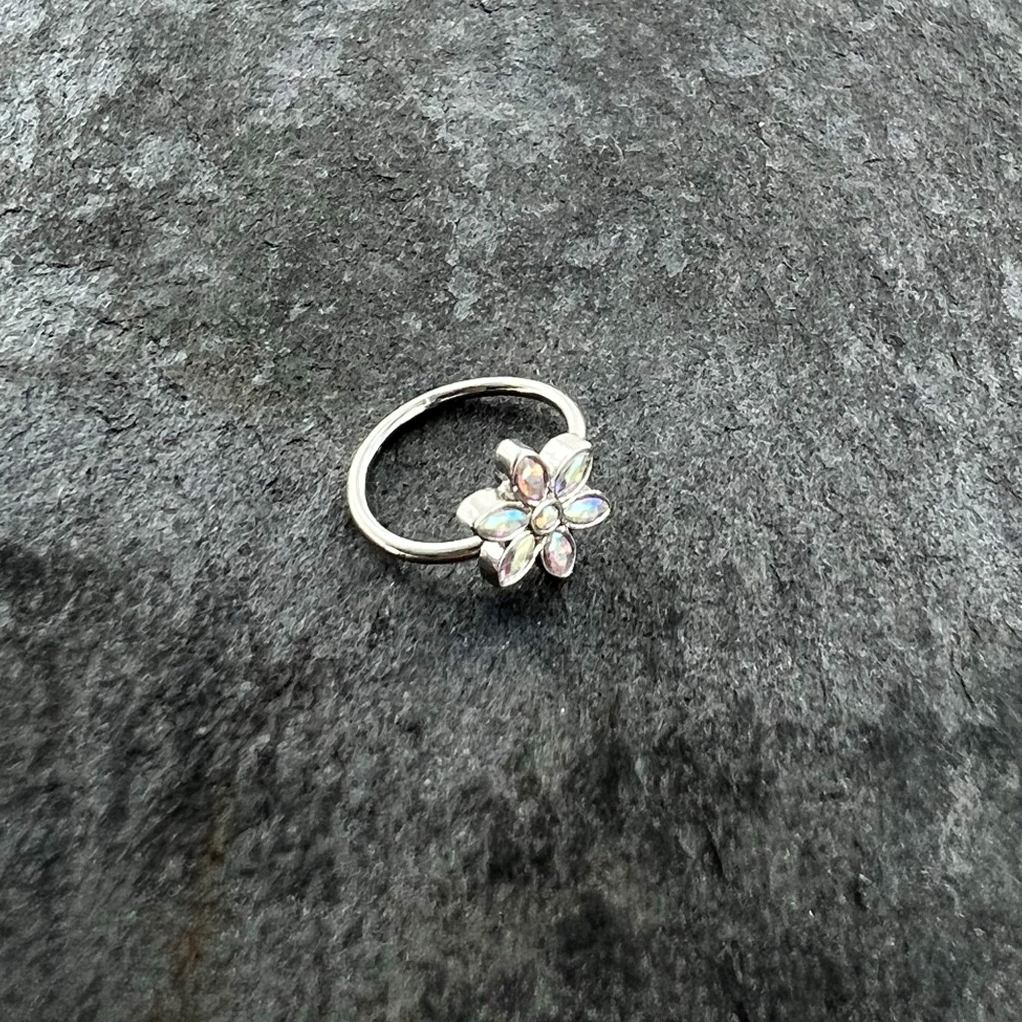 20G 5/16 Aurora Gem Fancy Flower Seamless Nose Hoop