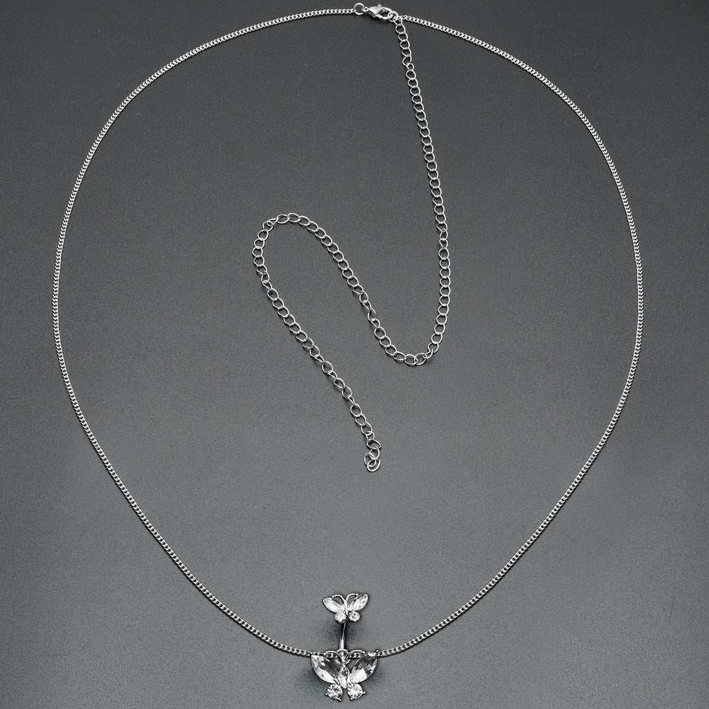 Clear Gem Butterfly Beauties Double Mount Belly Ring Belly Chain