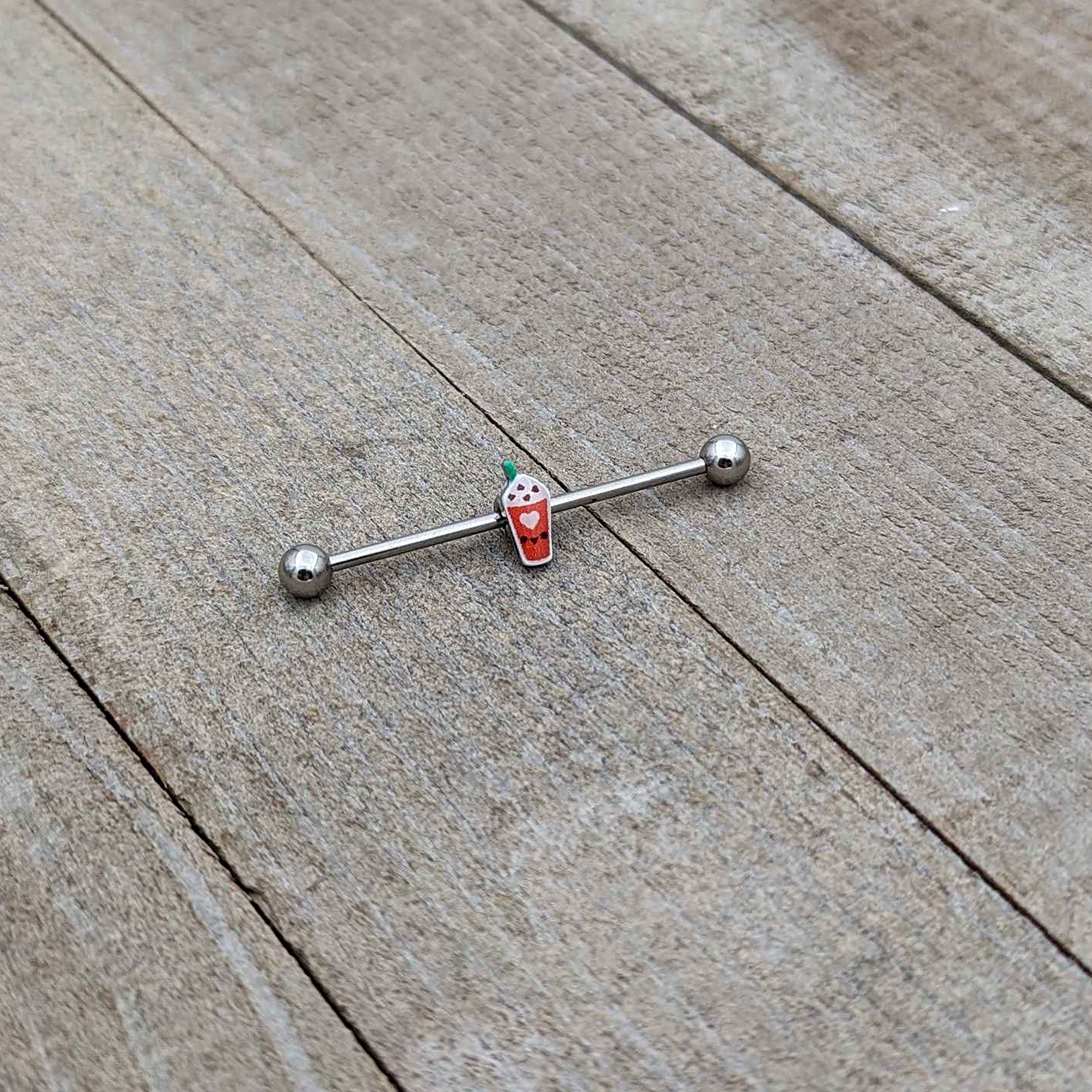 14G Sweet Pumpkin Frappe Thanksgiving Industrial Barbell 38mm