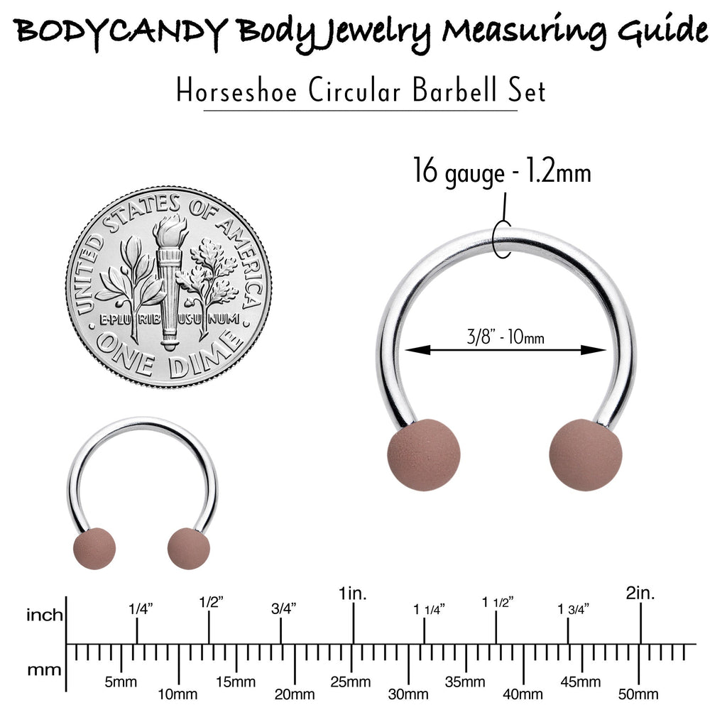16G 3/8 Matte Brown Peach Cream Horseshoe Circular Barbell Set of 6