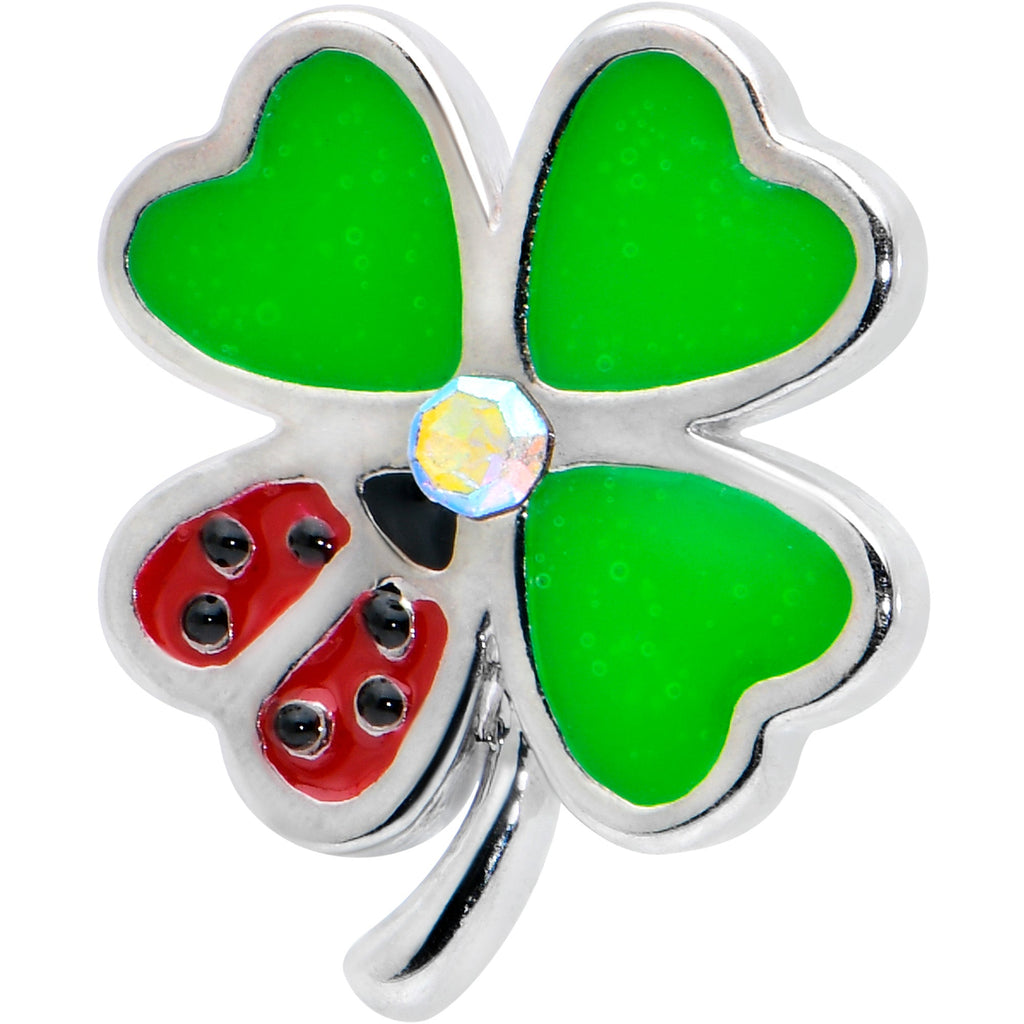 16G 1/4 Ladybug Shamrock St Patricks Cartilage Tragus Earring