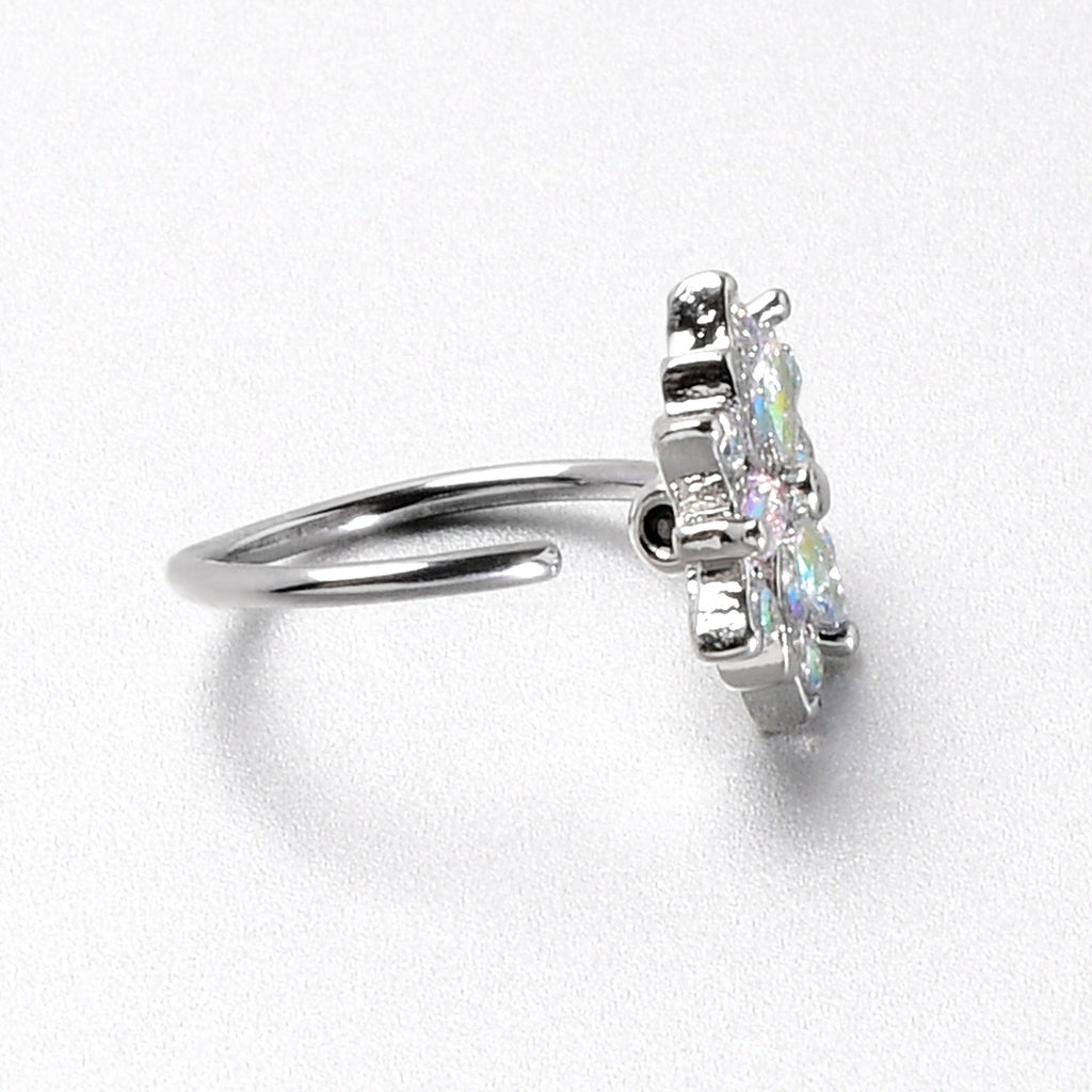 20G 5/16 Aurora CZ Gem Snowflake Style Nose Hoop