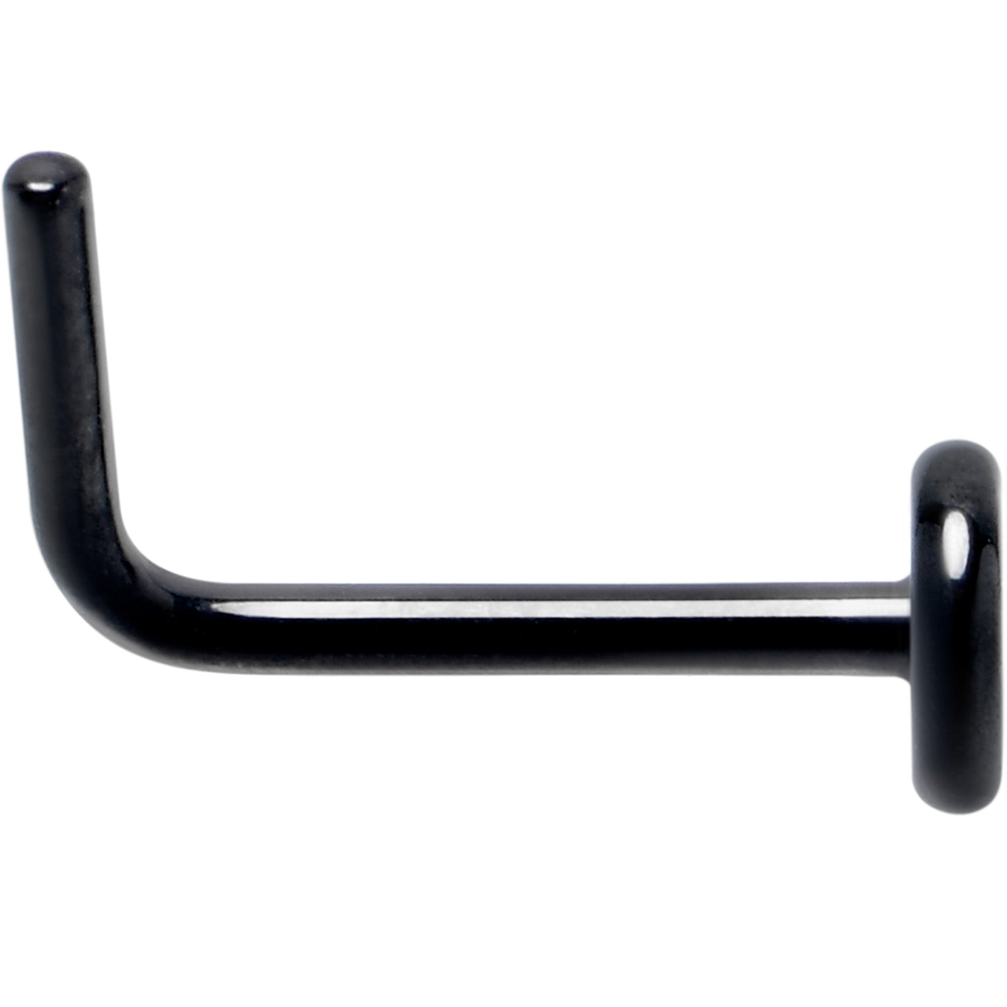 20G 1/4 Black ASTM F-136 Implant Grade Titanium 3mm Disc End L Shape Nose Ring