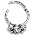 16G 3/8 Front Facing CZ Precision Hinge Closure Segment Ring