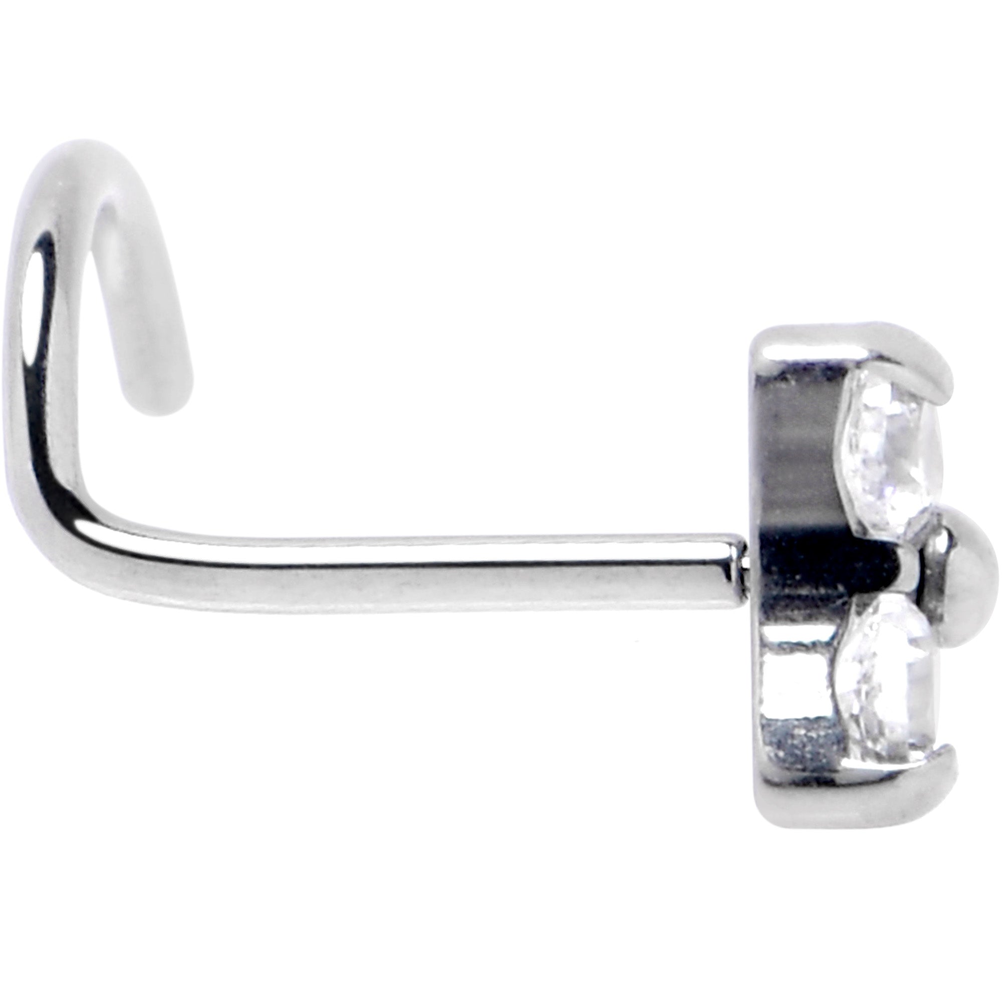 20G 1/4 ASTM Clear CZ Gem F-136 Titanium Threadless Left Nose Screw