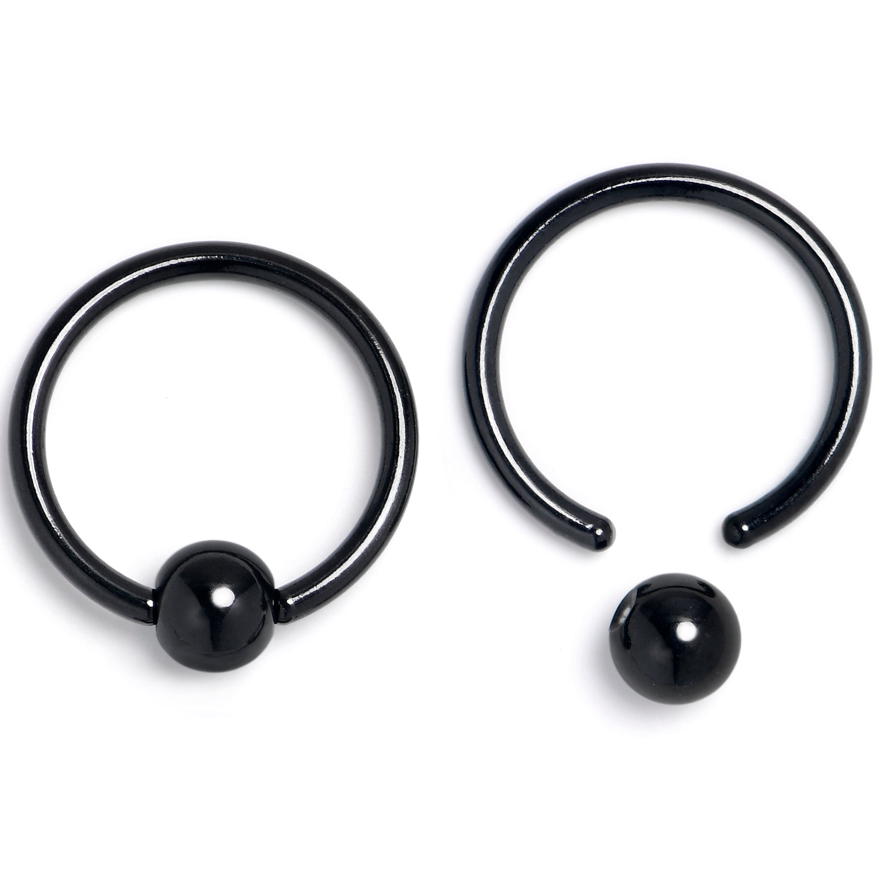 16G 3/8 Red Gem Black Bat BCR Captive Ring Set of 4