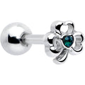 16G 5/16 Green Gem Heart Shamrock St Patricks Cartilage Earring