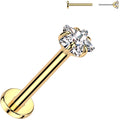 18G 5/16 3mm CZ Star Gold PVD Medical Grade Titanium Flat Back Earring