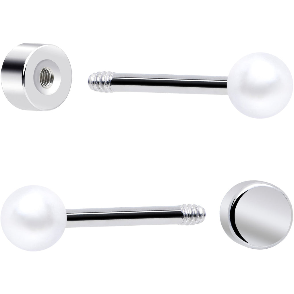 20G Clear Gem White Orb Flatback Earring Set of 6
