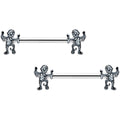 14G 9/16 Two Tone Halloween Mummy Barbell Nipple Ring Set